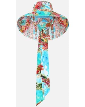 CAMILLA Wide Brim Bucket Hat With Tie Meet Me - Blue