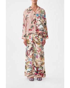CAMILLA Cropped Relaxed Shirt Notes From The Road - White
