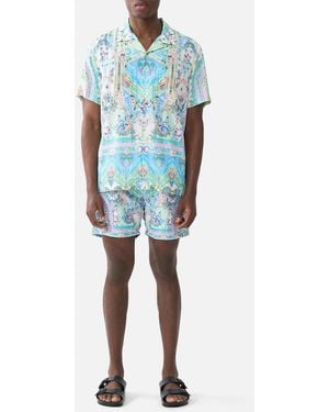 CAMILLA Short Sleeve Camp Collared Shirt - Blue