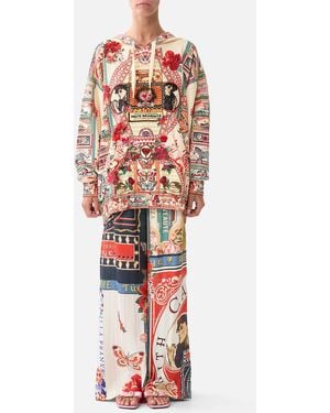 CAMILLA Silk Hem Band Boyfriend Hoodie - Red