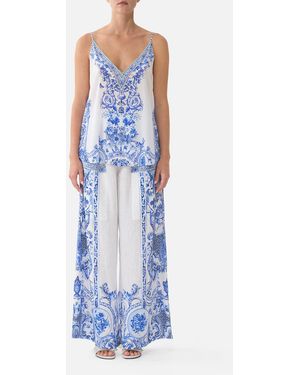 CAMILLA V Neck Cami Ceramic Panoramic - Blue
