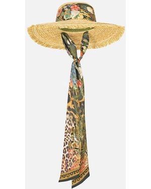 CAMILLA Large Raffia Sun Hat Leotigra Land - Metallic