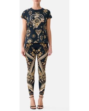 CAMILLA Slim Fit Round Neck T-Shirt Taurus Rising - Black