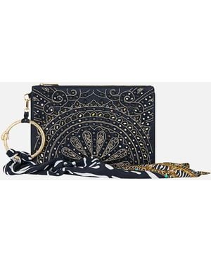 CAMILLA Ring Scarf Clutch Zig Zag Zoo - White