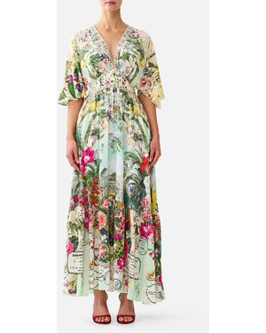 CAMILLA Waisted Dress With Hem Ruffle La Belle Botanique - White