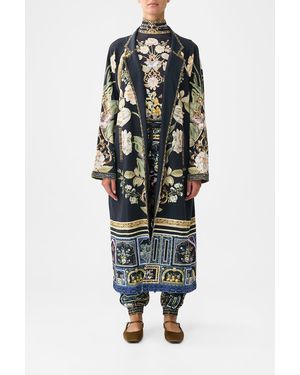 CAMILLA Sweat-Trench Coat Ottoman Elegance - Black