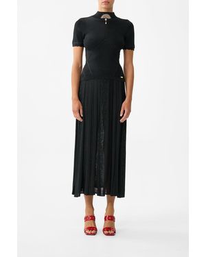 CAMILLA Mock Neck Knit Top Flamenco Folklore - Black