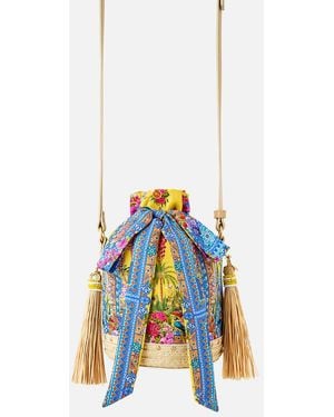 CAMILLA Tie Top Bucket Bag With Tassels Sultanahmet Summer - White