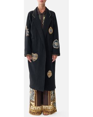 CAMILLA Sweat-Trench Coat Animals - Black