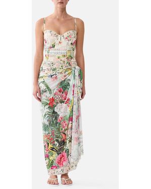 CAMILLA Multi Wear Long Sarong La Belle Botanique - White
