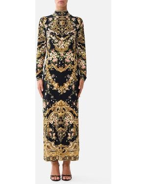 CAMILLA Turtle Neck Jersey Dress Versailles Or Die - Metallic
