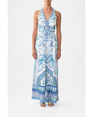 CAMILLA Halterneck Jumpsuit With Tie Neck Isnik Lullaby - Blue