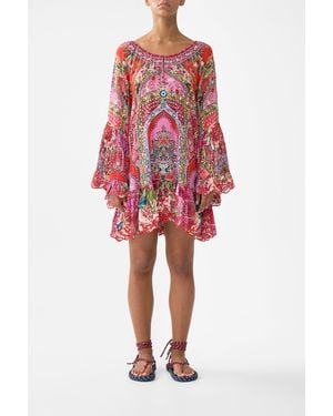 CAMILLA A-Line Frill Dress Heirloom Empire - Red