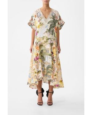 CAMILLA V Neck Kaftan With Drop Waist The Architects Of Alcázar - Metallic