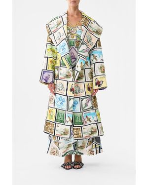 CAMILLA Quilted Long Wrap Coat My Porto Pen Pal - White