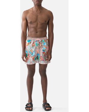 CAMILLA Mid Length Boardshort With Elastic Waist Meet Me - White