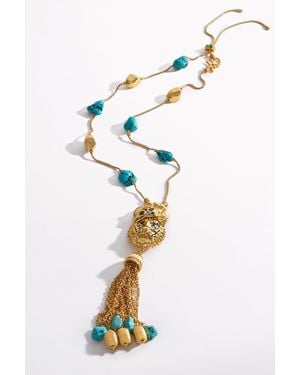 CAMILLA Sacred Symbols Long Jaggi Necklace - Blue
