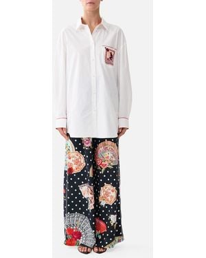 CAMILLA Long Sleeve Oversized Shirt With Pocket Daughters Of Duende - White