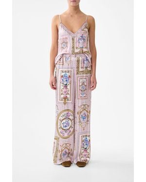 CAMILLA Button Front Lounge Pant Palatial Pastels - White