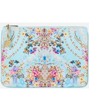 CAMILLA Small Canvas Clutch Bazaar Blooms - Blue