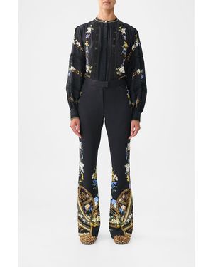 CAMILLA Flare Trouser With Seam Detail Ottoman Elegance - Black