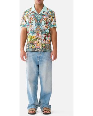 CAMILLA Short Sleeve Camp Collared Shirt Magic Of The Mercado - Multicolour