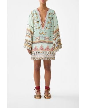 CAMILLA Deep V-Neck Hardware Short Kaftan Legend Has It - Multicolour