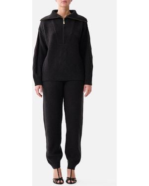 CAMILLA Half Zip Knit Jumper Night Garden - Black