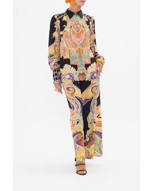 CAMILLA Button Through Blouson Sleeve Blouse Club Cinemania - Black