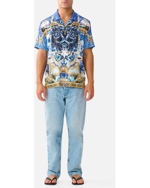 CAMILLA Short Sleeve Camp Collared Shirt Sweet Sacré Bleu - Blue