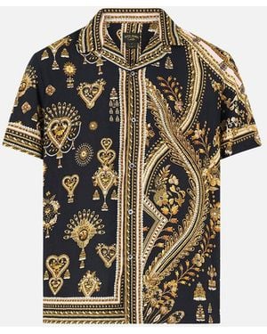 CAMILLA Short Sleeve Camp Collared Shirt Taurus Rising - Black