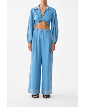 CAMILLA Full Length Wide Leg Trouser The Hum Of The Alhambra - Blue