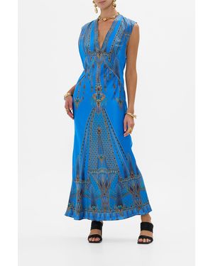 CAMILLA Extended Shoulder Dress With T Back Archival Revival - Blue