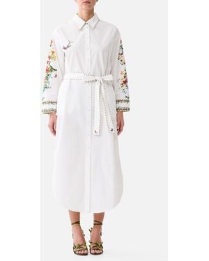 CAMILLA Shirt Dress With Back Button Detail Art For The Empress - White