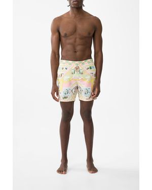 CAMILLA Mid Length Swim Short With Love From Lisbon - Natural