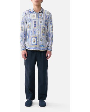 CAMILLA Long Sleeve Collared Shirt Ottoman Opulence - Blue