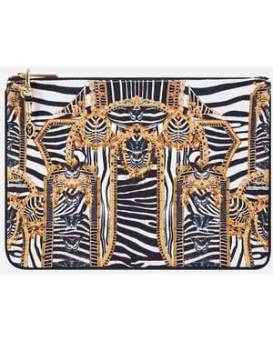CAMILLA Small Canvas Clutch Zig Zag Zoo - White