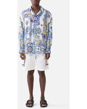 CAMILLA Long Sleeve Oversized Shirt - Blue