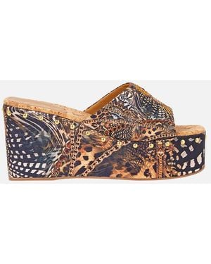CAMILLA Miray Wedge Mule Feline Folklore - Black