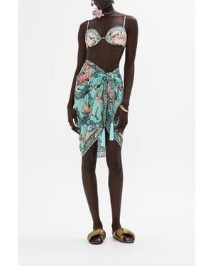 CAMILLA Short Tassel Sarong Petal Promise Land - Green
