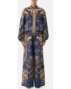 CAMILLA Bomber Jacket With Shirred Cuff Cloaked - Blue