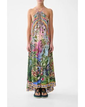 CAMILLA Gather Neck Hardware Maxi Dress Turkish Delight - White