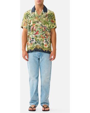 CAMILLA Short Sleeve Camp Collared Shirt Wanderlust Empire - Green