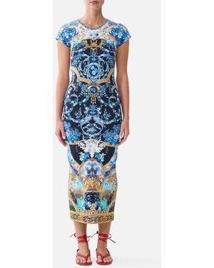 CAMILLA Jersey Tank Dress With Cap Sleeves Sweet Sacré Bleu - Blue
