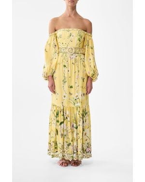 CAMILLA Puff Sleeve Corset Dress - Metallic