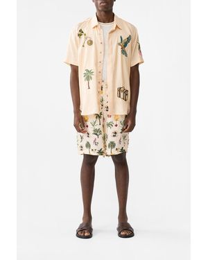 CAMILLA Fixed Waist Mid Length Walk Short Welcome To The Lotus - Natural