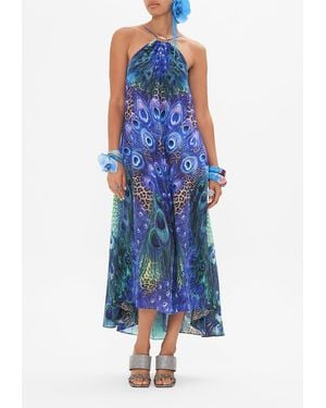 CAMILLA Gather Neck Hardware Maxi Dress Peacock Rock - Blue