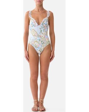 CAMILLA Frill Tri One Piece W Pin Tucks Sisi Society - Blue
