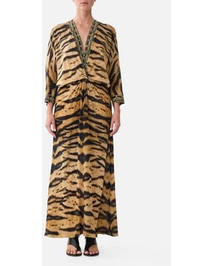 CAMILLA Twist Front Batwing Dress A Wink To The Wild - Metallic