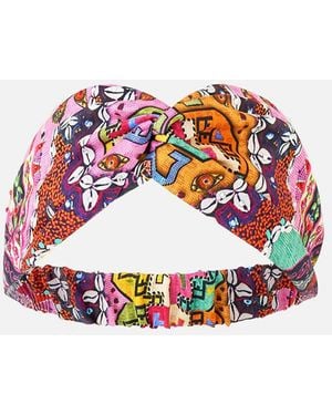 CAMILLA Woven Twist Headband Patchwork Panorama - Red